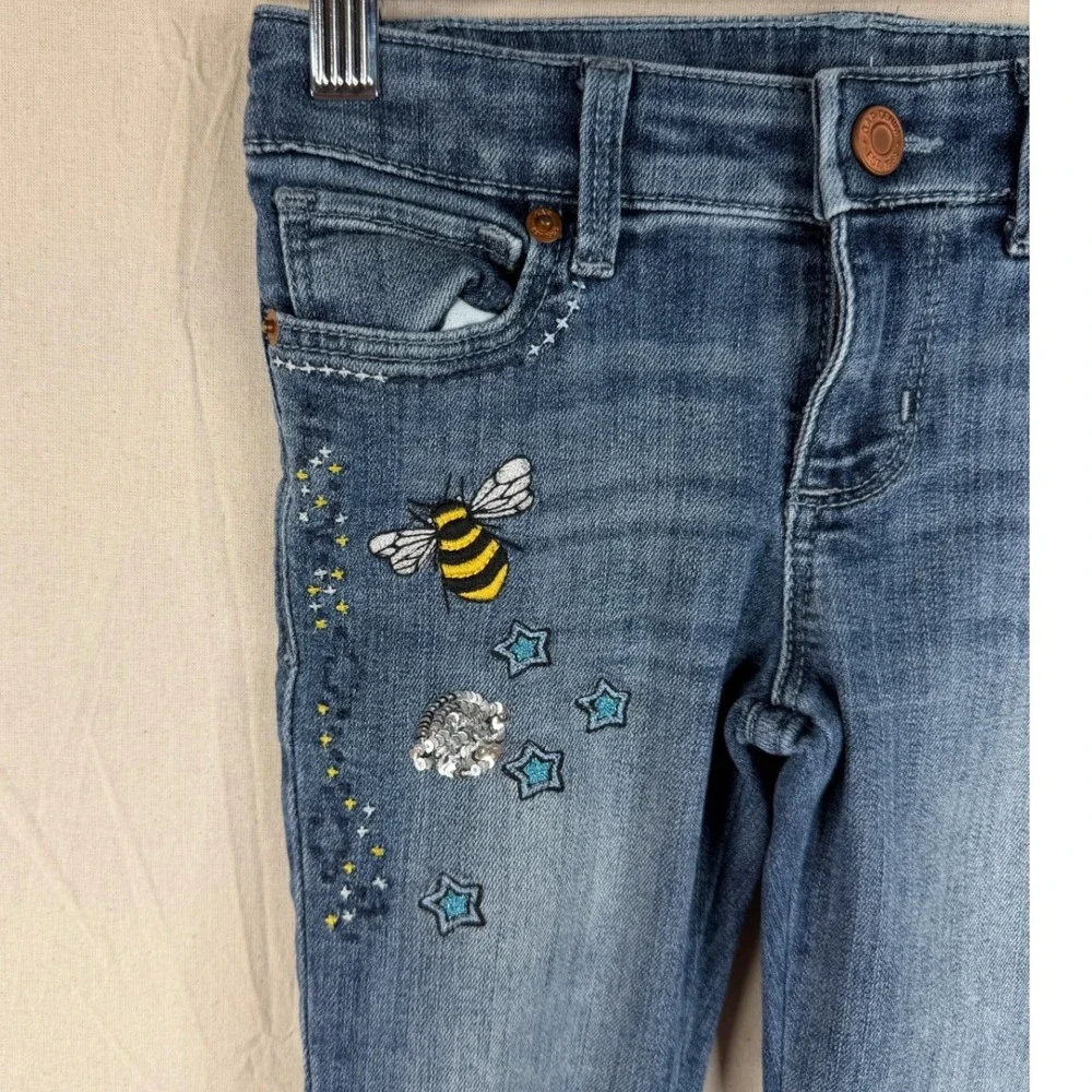 Gap Kids Bee/Star Aplique Super Skinny‎ Jeans size 6 Blue